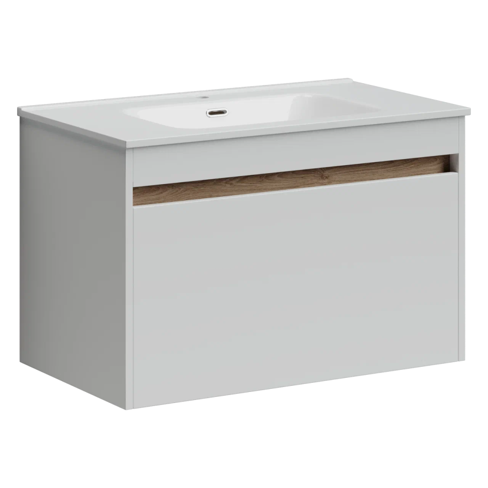 Тумба подвесная SANCOS Smart 790х450х500, c двумя ящиками оснащенными доводчиками, белый глянец , арт. SM80W