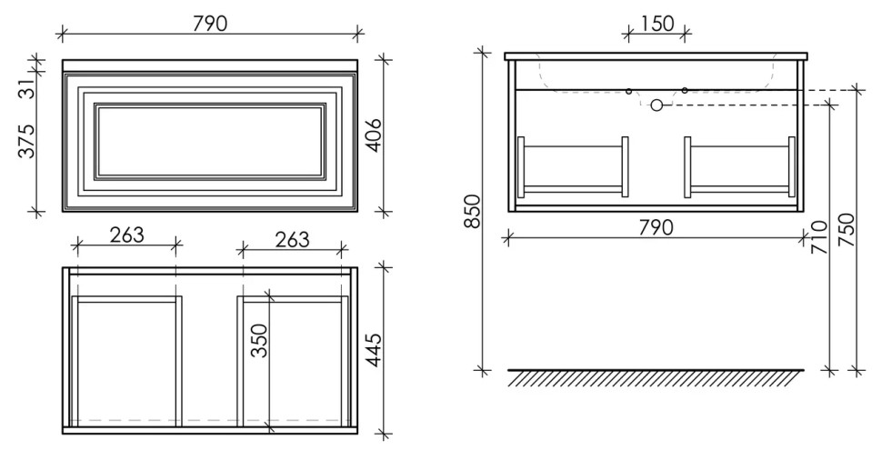Тумба подвесная SANCOS Very 790х445х406, c одним ящиком оснащенным доводчиками, Bianco , арт.VR80W