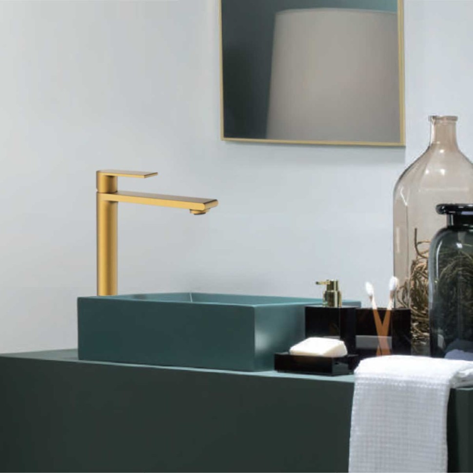 Смеситель для раковины Вог (Vogue) VBF-1V2BG однорычажный, брашированное золото