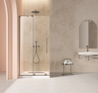 Душевая перегородка Волк-Ин (Walk-In) VSW-4WSL120CLGM-L, левая, 1200*2000, вороненая сталь, стекло прозрачное