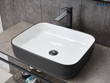 Раковина Gid Nc366 52205 накладная белая / черная 50x39x13