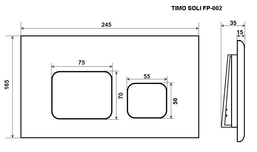 Кнопка смыва TIMO SOLI FP-002 (250x165) chrome, шт