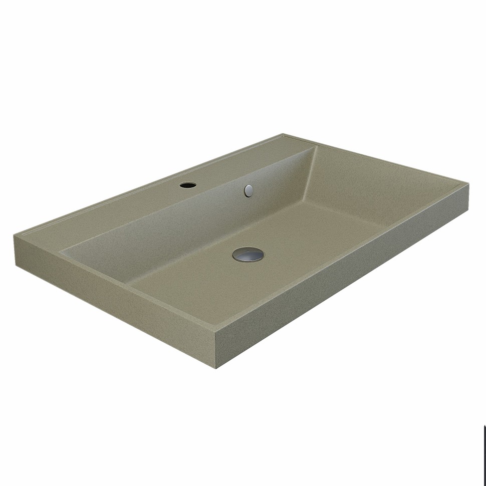 Раковина для ванной 70 см, Uperwood Classic Quartz, кварцевая, бежевая матовая, десерт
