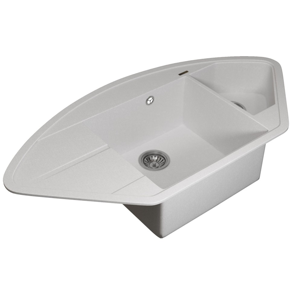 Кухонная мойка кварцевая Uperwood Quartz Premium UPD-06-01, угловая двухсекционная, белая