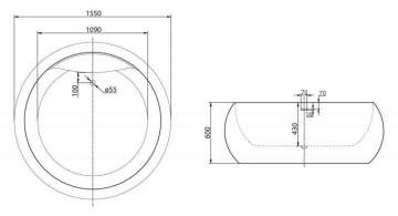 Акриловая ванна BELBAGNO BB30-1550, 1550x1550x600