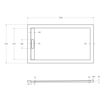 Поддон из искусственного мрамора CEZARES TRAY-AS-AH-120/70-30-W