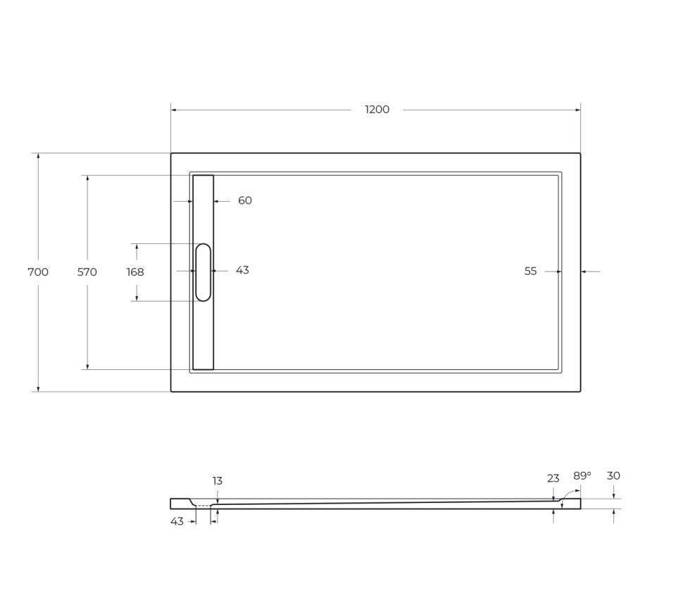 Поддон из искусственного мрамора CEZARES TRAY-AS-AH-120/70-30-W