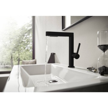 Смеситель для раковины Hansgrohe Finoris 230 с вытяжным душем 2jet, со сливным клапаном Push-Open (76063670) Черный хром матовый