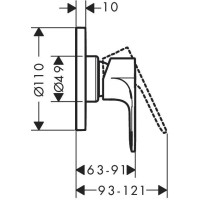 Смеситель для душа Hansgrohe Rebris S (внешняя часть ) 72649000 хром