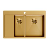 Мойка нерж. сталь KRONER 78/2SF, PM227851-BGR, брашированное золото, правая, 780х510мм, Paulmark