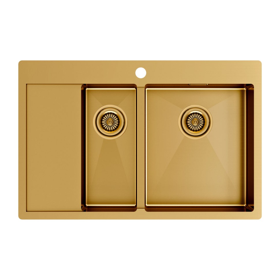 Мойка нерж. сталь KRONER 78/2SF, PM227851-BGR, брашированное золото, правая, 780х510мм, Paulmark
