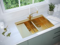 Мойка нерж. сталь KRONER 78/2SF, PM227851-BGR, брашированное золото, правая, 780х510мм, Paulmark