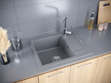 Мойка FLUGEN 50-600, IT-GRANIT, PM216050-GRM, серый металлик, 600х500 мм, Paulmark