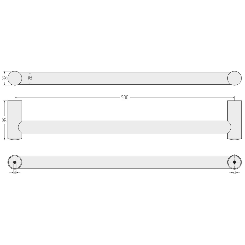 Поручень прямой d 28 мм / L 500