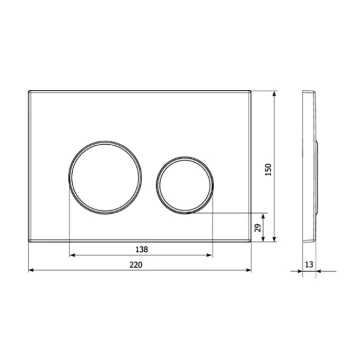 Кнопка смыва для унитаза Veconi Round Design VFRD-WHG, 150х220х13, пластик, белый, кайма - матовое золото