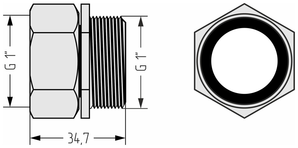 Комплект соединительный прямой (G 1" НГ х G 1" HP) / 2 шт