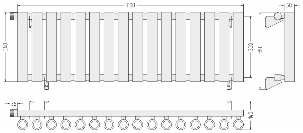 Кумир-0 EU50 левый 300х1100 16 секций