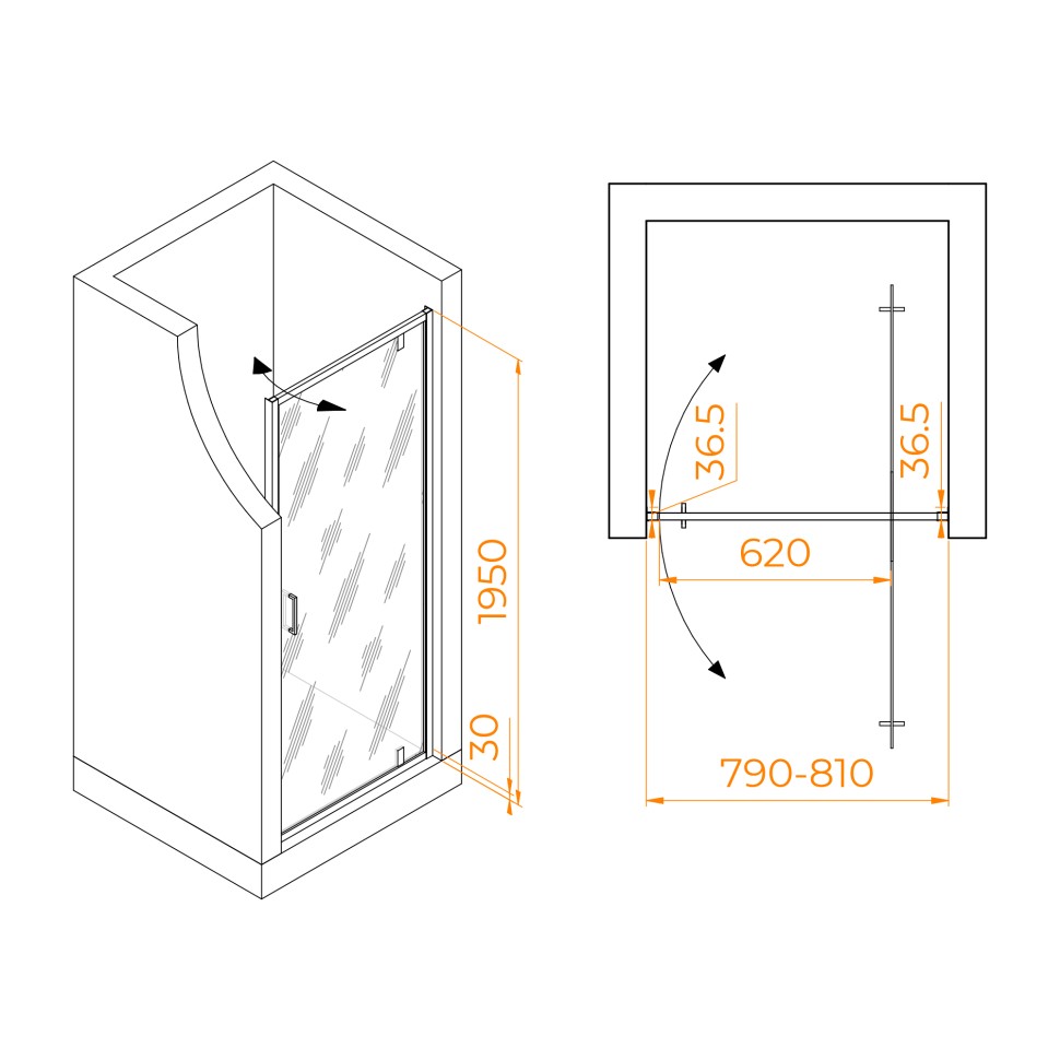 Душевая дверь RGW LE-102B (Прозрачное, 800)