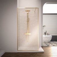 Душевая перегородка Veconi Korato KR-81GL, 900x2000, брашированное золото, ламинированное золото New