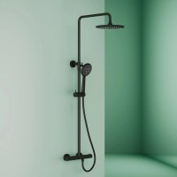 Душевая стойка SANCOS Game для душа с термостатическим смесителем, верхним и ручным душем, цвет черный матовый, арт. SC3002MB