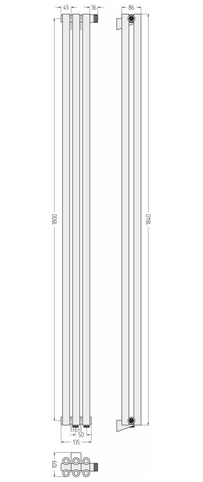 Эстет-00 EU50 1800х135 3 секции