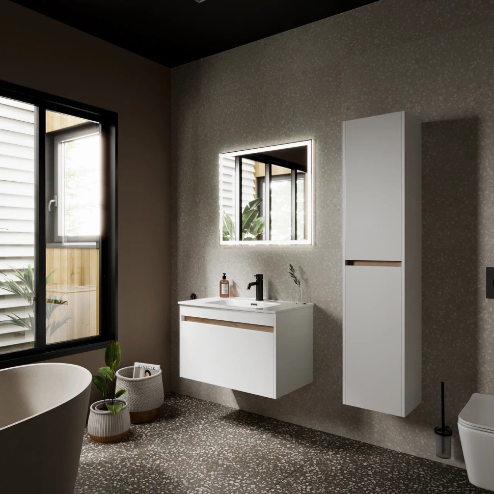 Тумба подвесная SANCOS Smart 890х450х500, c двумя ящиками оснащенными доводчиками, белый глянец , арт. SM90W