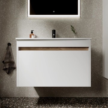 Тумба подвесная SANCOS Smart 890х450х500, c двумя ящиками оснащенными доводчиками, белый глянец , арт. SM90W