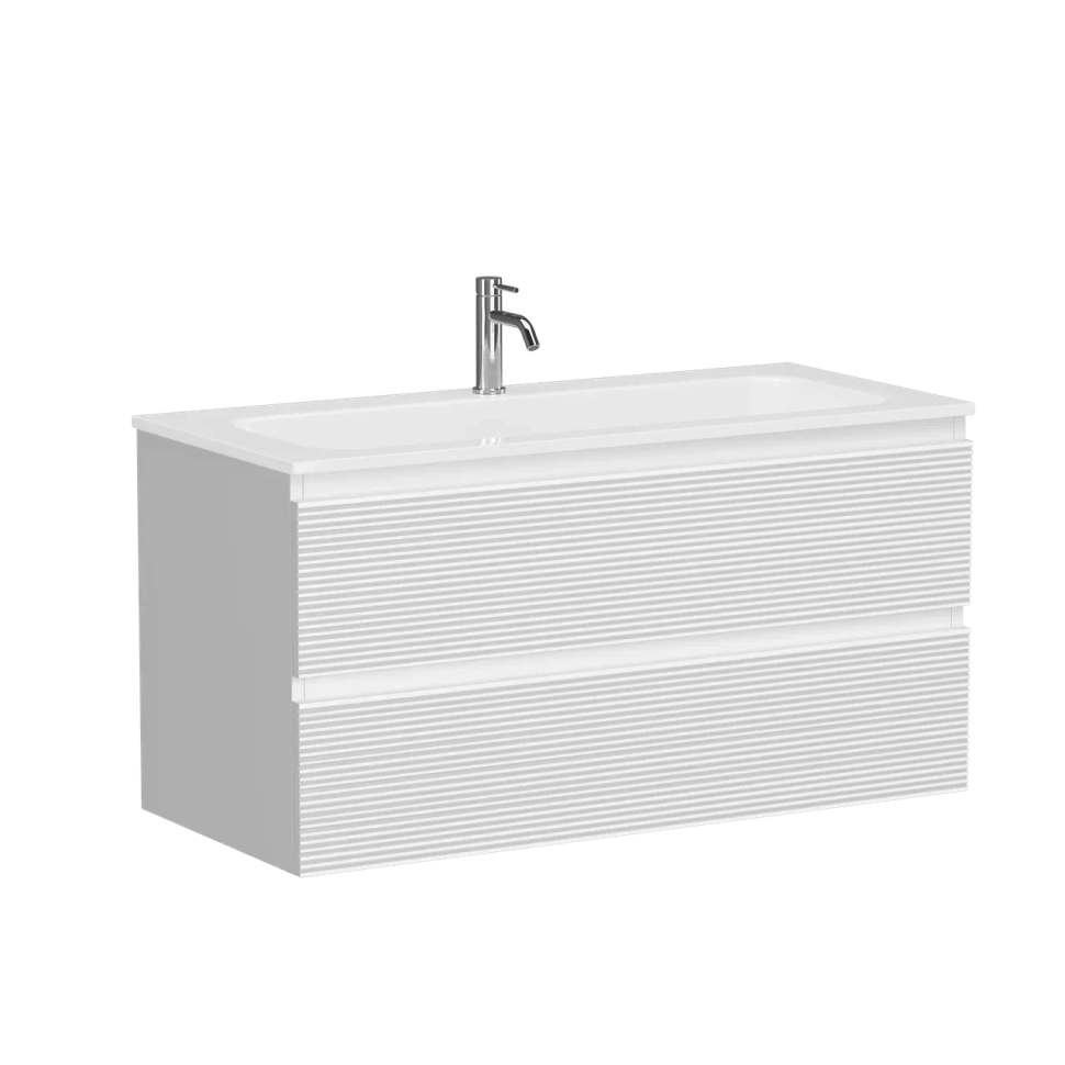 Тумба подвесная SANCOS Folk 995х445х500, c двумя ящиками оснащенными доводчиками, Bianco, арт.FL100W