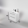 Тумба подвесная STYLE LINE "Марелла 60" (2 ящ.) Люкс антискрейтч белый матовый, PLUS с раковиной Марелла Люкс 600х400
