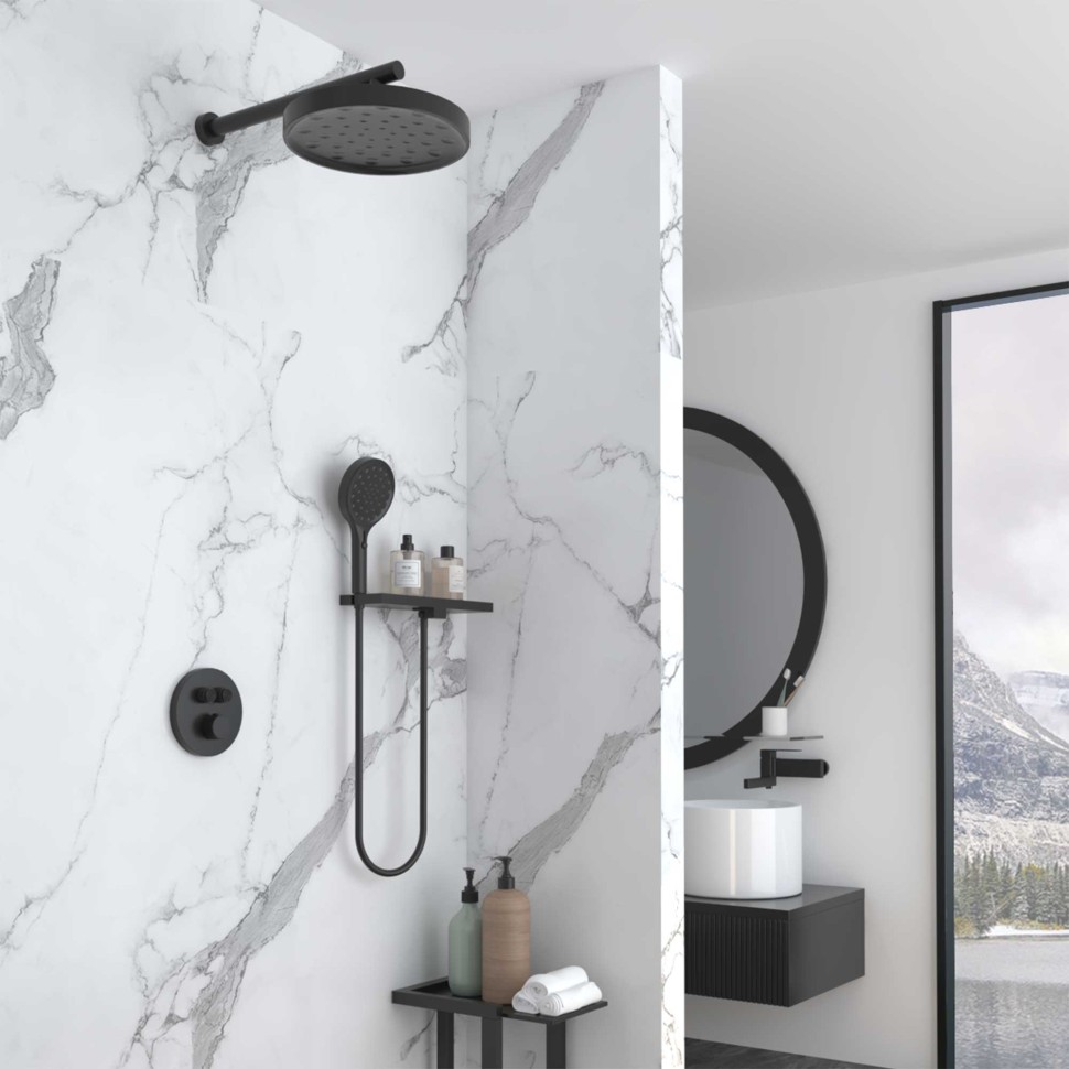 Душевой комплект Inspire VSFW-3I22MT2RMB встраиваемый, термостатический, двухрежимный, черный