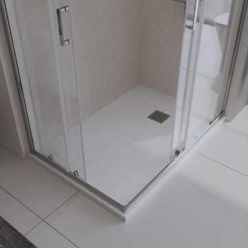 Душевой поддон из искусственного мрамора в комплекте с сифоном BelBagno UNO TRAY-MR-UNO-AH-180/80-35-W-CR