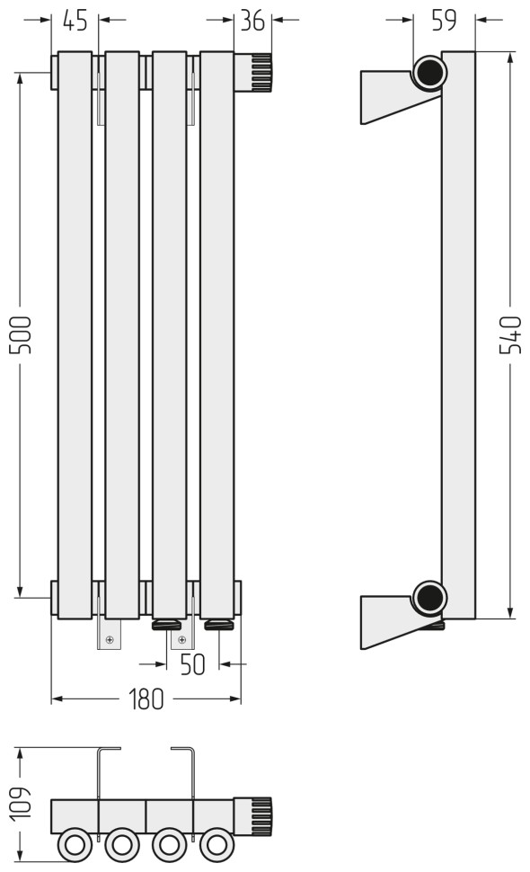 Эстет-0 EU50 правый 500х180 4 секции
