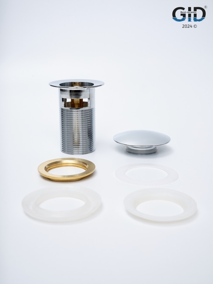 Донный клапан Gid с переливом Ch100-1 73303K хром 7x7x10