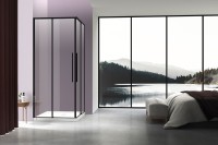 Душевой уголок Slim-N VSS-4SN8010CLB, 1000*800, черный, стекло прозрачное