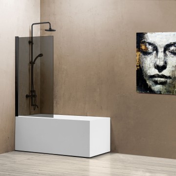Душевая шторка на ванну VSB-11800CGB, 800*1400, черный матовый стекло тонированное