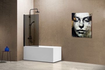 Душевая шторка на ванну VSB-11800CGB, 800*1400, черный матовый стекло тонированное