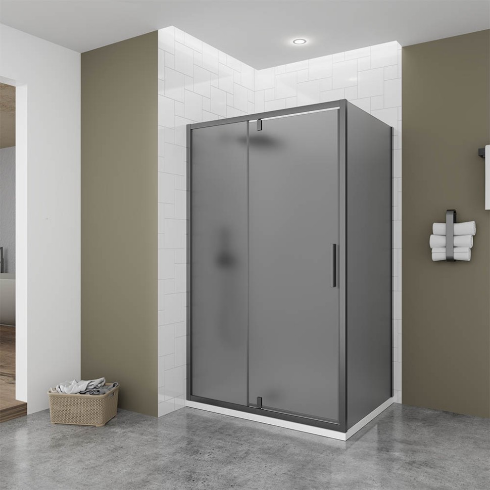 Боковая панель Veconi Ottimo SP GR, 1000х1900 графит брашинг, стекло тонированное матовое