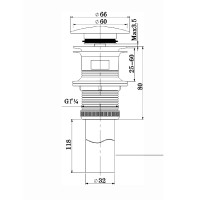 Донный клапан Solid Surface Vincea DBS-616MB, черная матовая крышка, без перелива