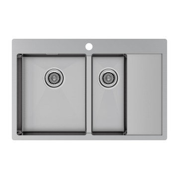 Мойка нерж. сталь KRONER 78/2SF, PM227851-BSL, брашированная нерж. сталь, левая, 780х510мм, Paulmark