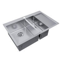 Мойка нерж. сталь KRONER 78/2SF, PM227851-BSL, брашированная нерж. сталь, левая, 780х510мм, Paulmark