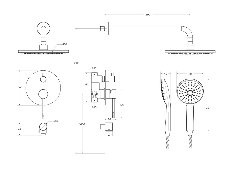 Душевой комплект встраиваемый CEZARES RELAX-DSET-BORO