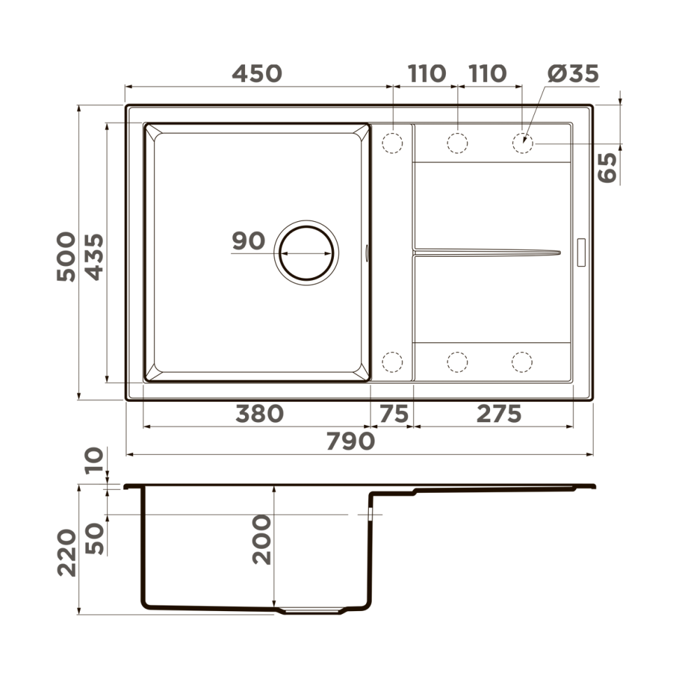 Кухонная мойка Omoikiri Sumi 79-PL Tetogranit/платина