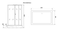 Душевая кабина Niagara Premium NG-6912-01GQR BLACK (120х80х210) низкий поддон(16 см),черный,стекло тонированное,5 мест