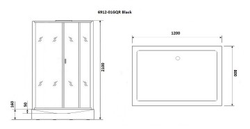 Душевая кабина Niagara Premium NG-6912-01GQR BLACK (120х80х210) низкий поддон(16 см),черный,стекло тонированное,5 мест