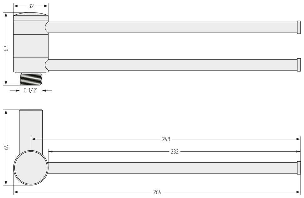 Полотенцедержатель 360 / L 250