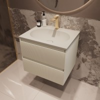 База под раковину Welle 600 подвесная, 2 выкатных ящика soft-close, M.Beige