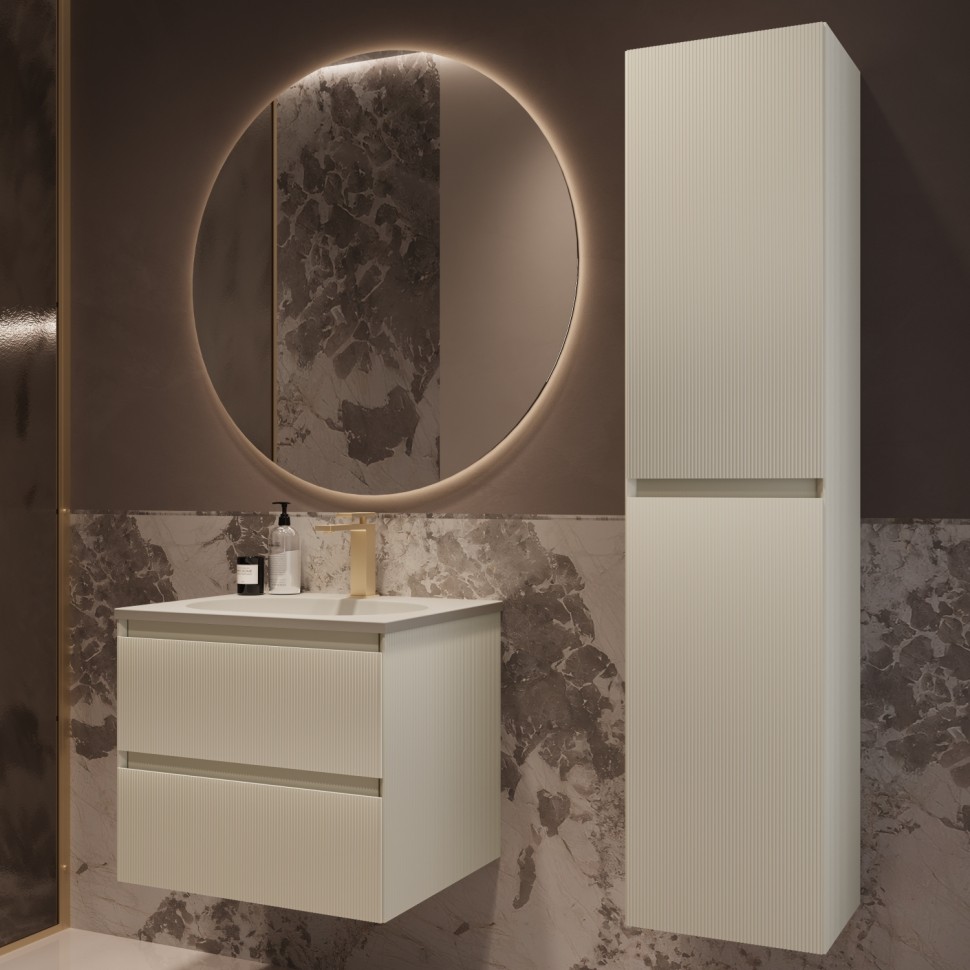 База под раковину Welle 600 подвесная, 2 выкатных ящика soft-close, M.Beige