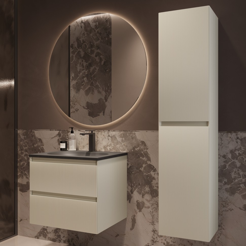 База под раковину Welle 600 подвесная, 2 выкатных ящика soft-close, M.Beige