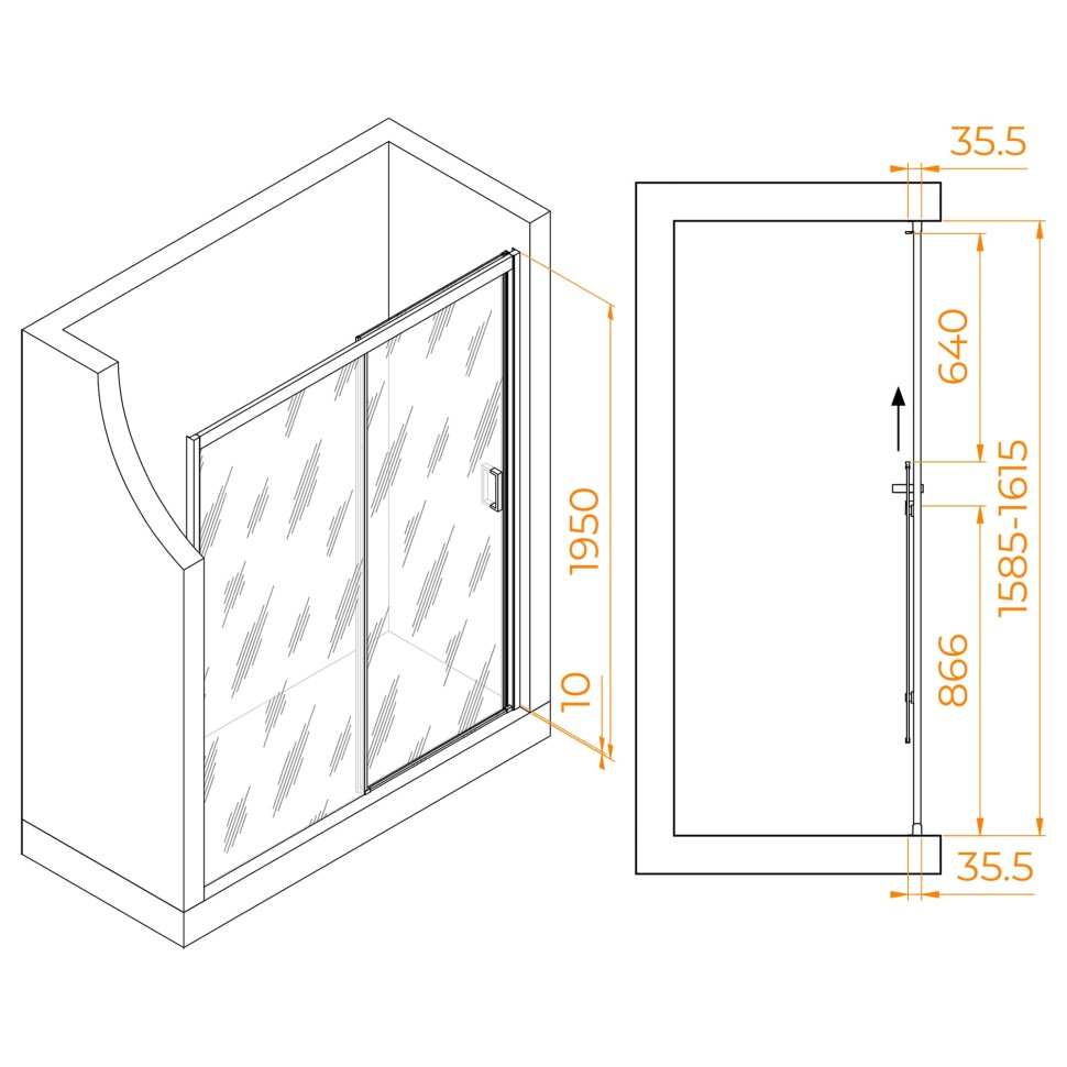 Душевая дверь RGW PA-017B (Матовое-Сатинат, 1600)