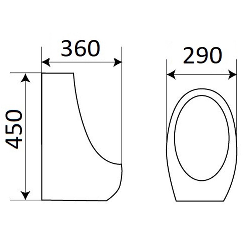 Писсуар подвесной , кнопочный слив в пол. CeramaLux Х545S